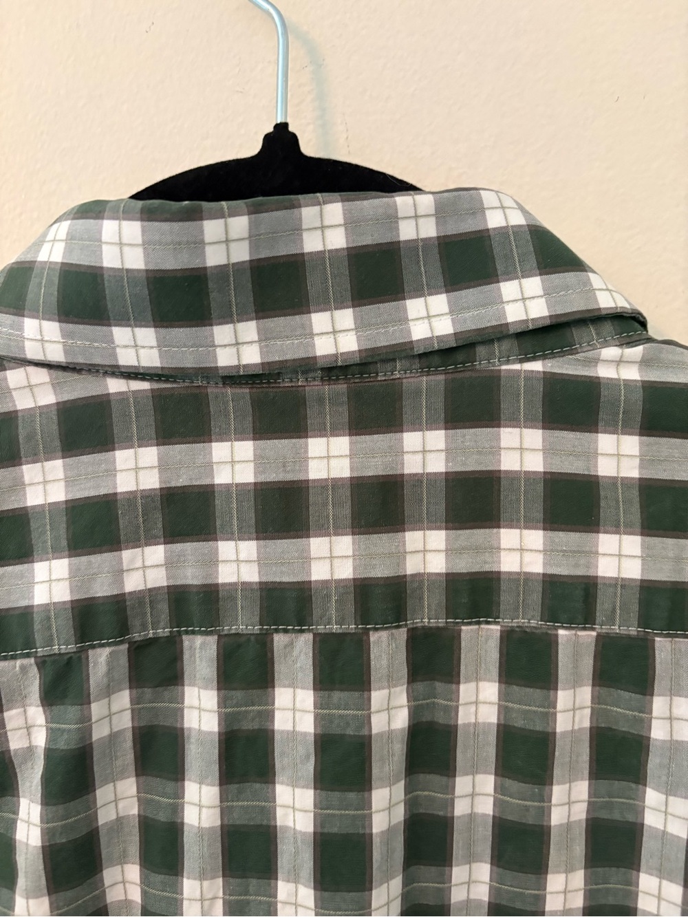 Express Men’s Dress Shirt Plaid Green/gray Long Sleeve Fitted Sz L (16-16 1/2) - Picture 7 of 8